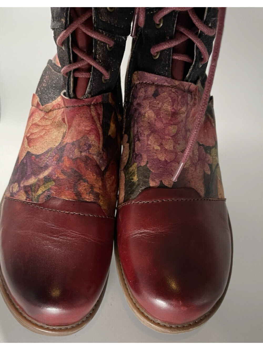 ELITE By Corky's Women's Burgundy Floral Artsy Leather Ankle Boots "Vintage" 11 - Picture 4 of 12